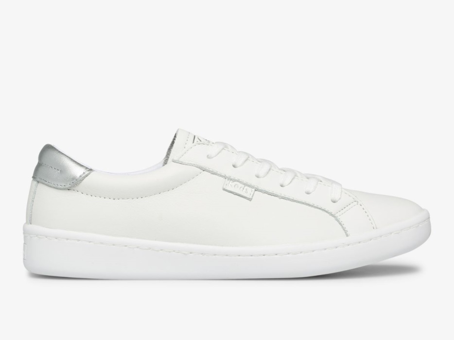 aasleer_dames_keds_wit_zilver.jpg Aasleer Dames Keds Wit Zilver - Afbeelding 1