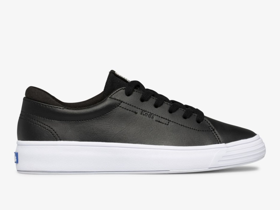 dames_alley_leer_keds_zwart.jpg Dames Alley Leer Keds Zwart - Afbeelding 1