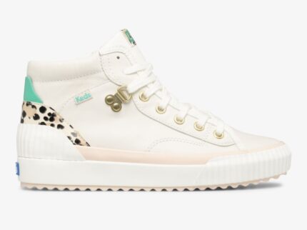 Dames Demi Trx Mid Lederen Crème Luipaard Keds