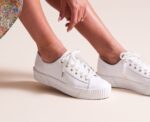Dames Triple Kick Amp Leer Wit Keds - Afbeelding 2