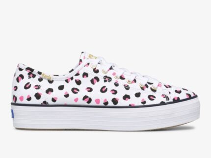 Dames Triple Kick Luipaard Canvas Keds Wit Multi