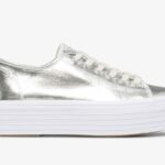 Dames Triple Up Metallic Twill Zilver Keds