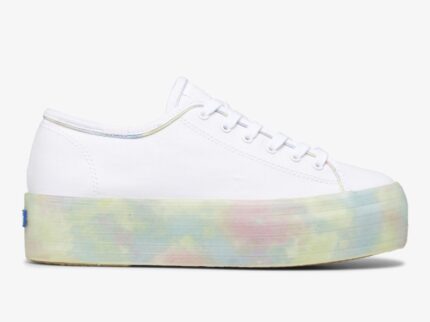 Dames Triple Up Tie Dye Foxing Keds Wit Multi