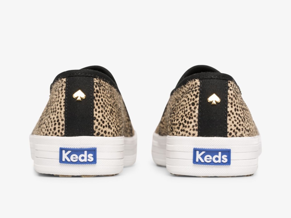 Dames X Kate Spade New York Dubbeldekker Tiny Dot Kalfshaar Tan Zwart Keds - Afbeelding 2