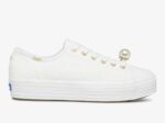 Dames X Ksny Triple Kick Bloemenoog Parels Wit Keds