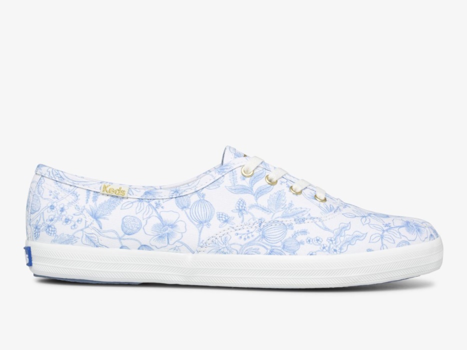 dames_x_rifle_paper_co_kampioen_voliere_keds_wit_blauw.jpg Dames X Rifle Paper Co. Kampioen Volière Keds Wit Blauw - Afbeelding 1
