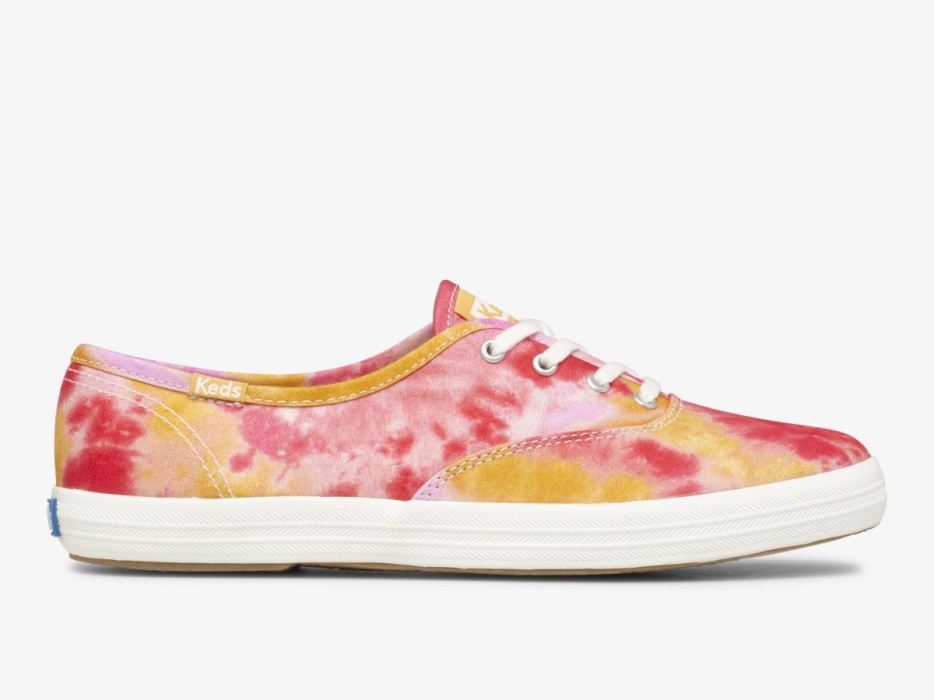 dameskampioen_canvas_tie_dye_roze_oranje_keds.jpg Dameskampioen Canvas Tie Dye Roze Oranje Keds - Afbeelding 1
