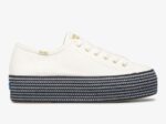 Driedubbele Webbing Canvas Dames Keds Wit Navy