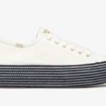Driedubbele Webbing Canvas Dames Keds Wit Navy