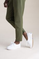 Drievoudige Leren Keds Dames Wit - Afbeelding 4