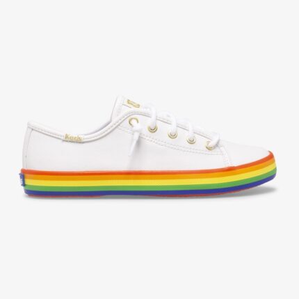 Keds Big Kid's Kickstart Leer Regenboog Wit/regenboog