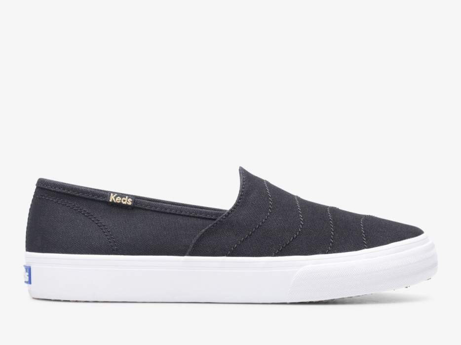 keds_dames_dubbeldekker_wave_canvas_zwart.jpg Keds Dames Dubbeldekker Wave Canvas Zwart - Afbeelding 1