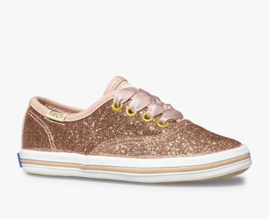 Keds Little Kid's X Kate Spade New York Champion Glitter Sneaker Rose Goud - Afbeelding 5