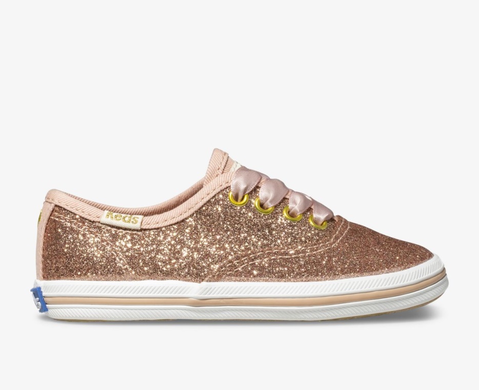 Keds Little Kid's X Kate Spade New York Champion Glitter Sneaker Rose Goud - Afbeelding 1