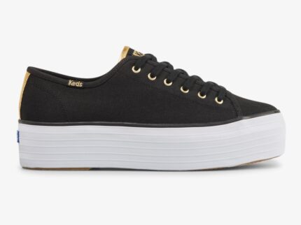 Triple Up Canvas Dames Zwart Goud Keds