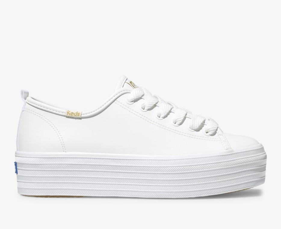 triple_up_leren_keds_dames_wit.jpg Triple Up Leren Keds Dames Wit - Afbeelding 1